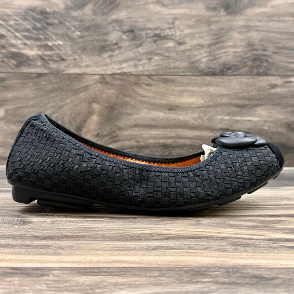 NIB Bernie Mev 39 Corona Stretch Woven Fabric Leather Flower Ballet Flats Black - Picture 5 of 12